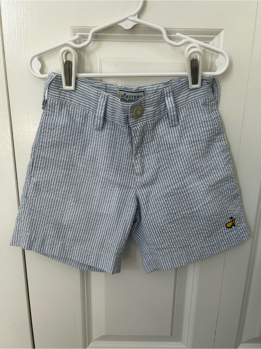 Masters collection toddler boys seersucker blue white shorts 2T golf preppy